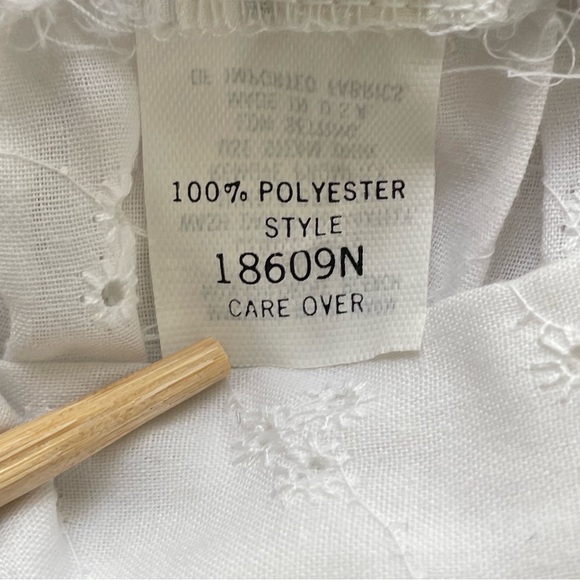 Vintage Judy Bond White Eyelet Gathered Waist Skirt Size 16 Made in the USA - Picture 8 of 9